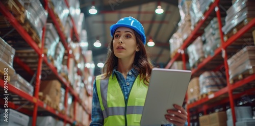 The warehouse worker with helmet