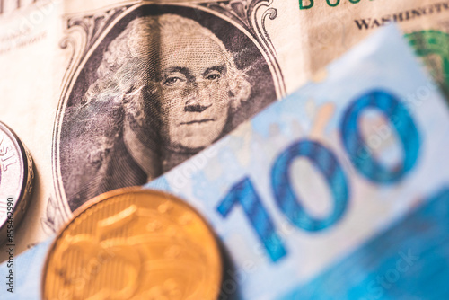Obraz na plátně Real Brasileiro e Dólar americano
