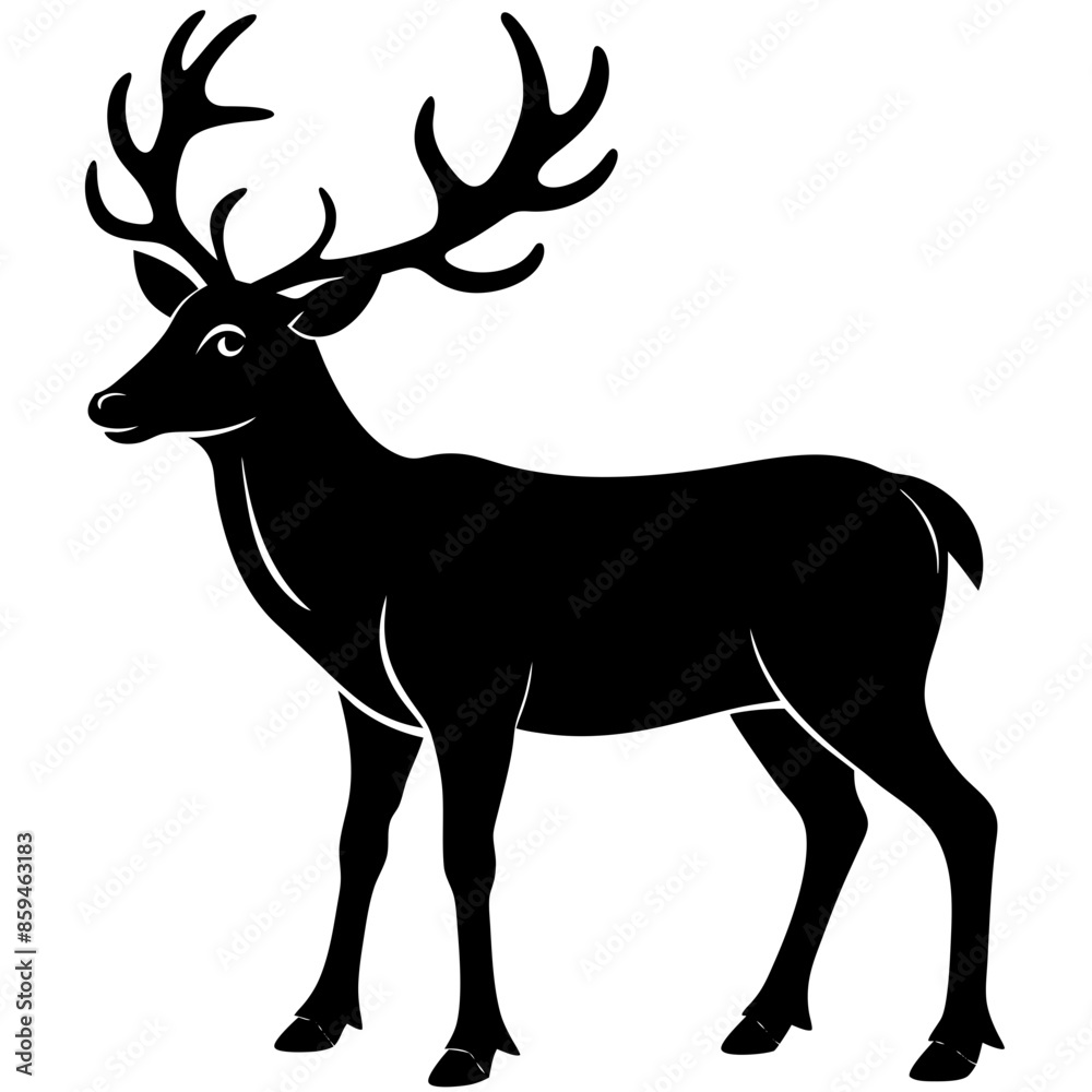 Fototapeta premium Reindeer silhouette on white background