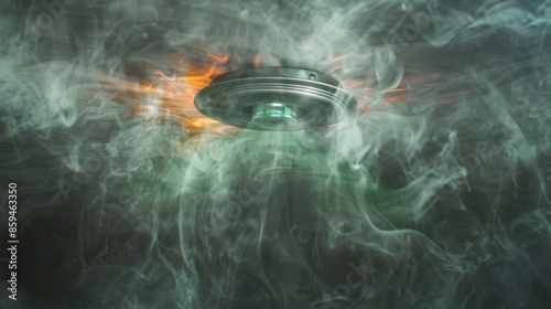 The ceiling smoke detector photo