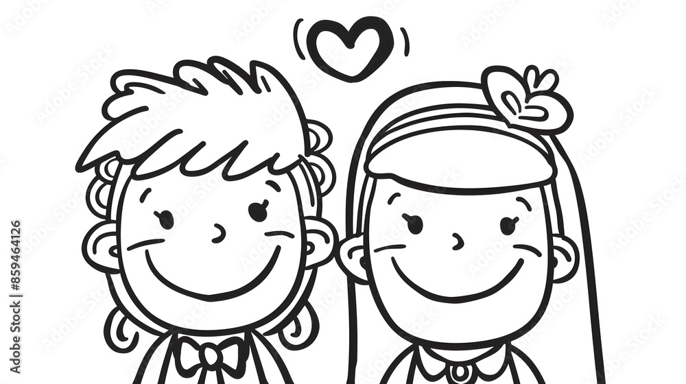 Cartoon Boy and Girl Embracing with Heart Shape in Hands Cartoon Boy and Girl Embracing with Heart Shape in Hands