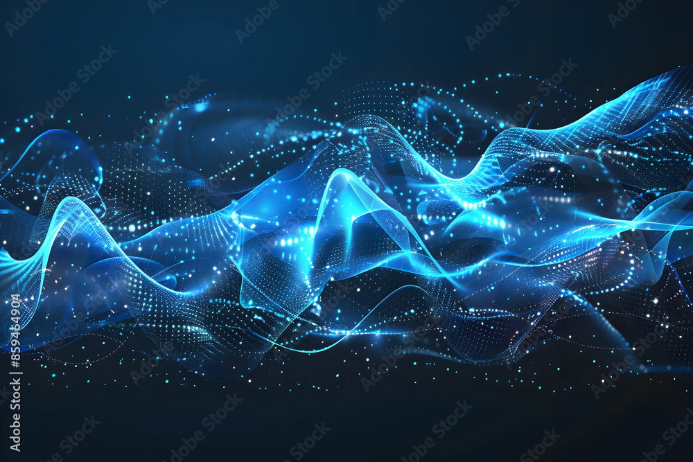 Naklejka premium A digital wave pattern with glowing blue lines.