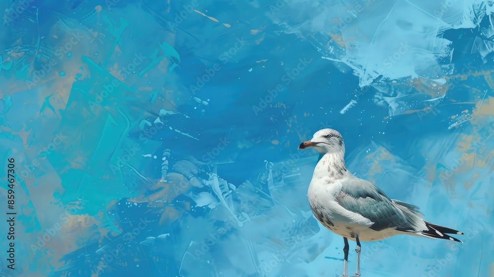 Obraz premium Lonely seagull against blue sky