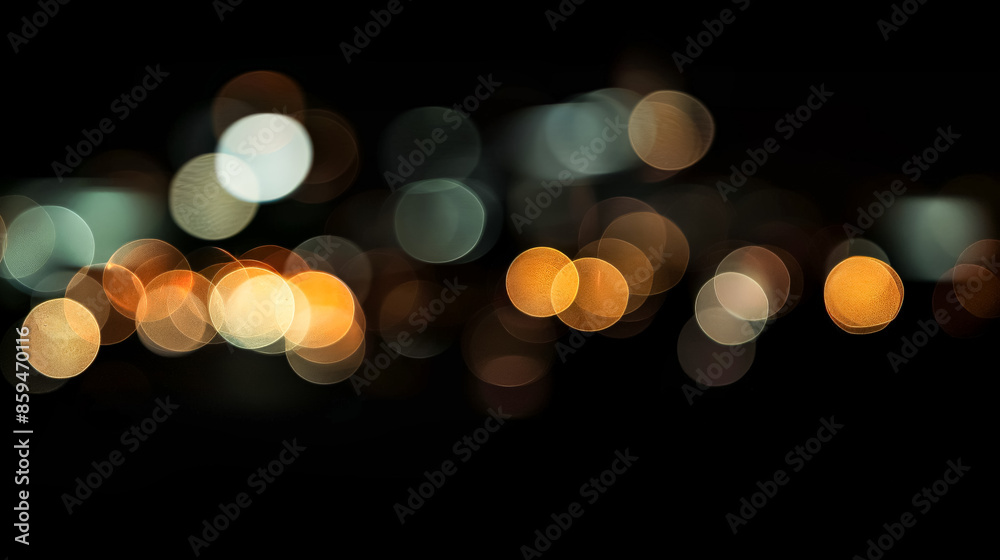 Fototapeta premium A blurry image of lights and circles with a warm, golden hue.
