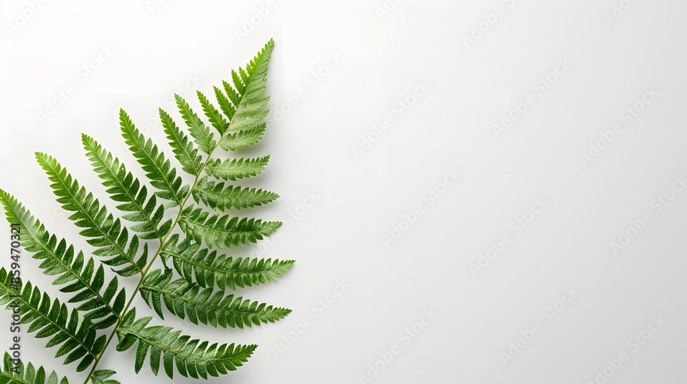 A delicate fern leaf on a stark white background, offering plenty of copy space. Styled after botanical illustrations, capturing intricate details and natural elegance. A delicate fern leaf on a stark white background, offering plenty of copy space. Styled after botanical illustrations, capturing intricate details and natural elegance.