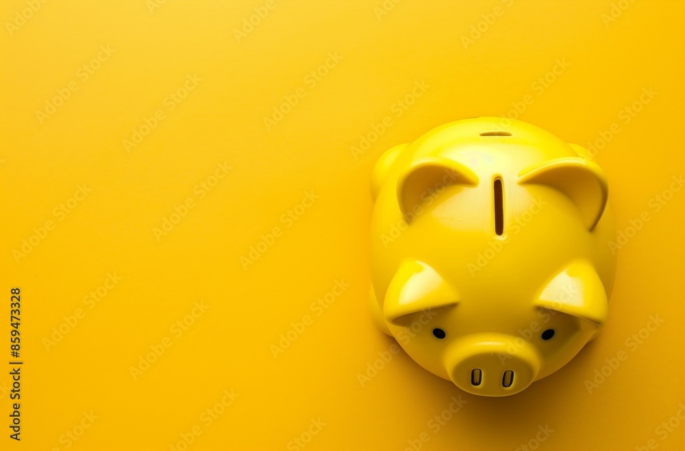 Yellow piggy bank on a matching yellow background. Savings and financial concept. Yellow piggy bank on a matching yellow background. Savings and financial concept.