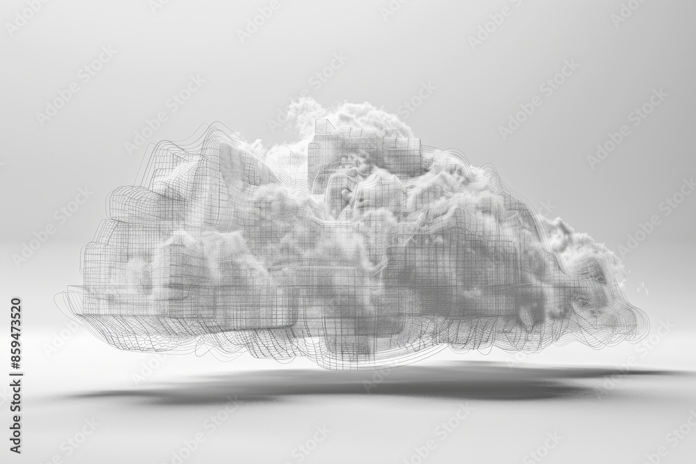 A geometric cloud built from triangular wireframe elements, emphasizing its structured and modular nature A geometric cloud built from triangular wireframe elements, emphasizing its structured and modular nature