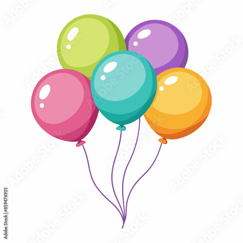 Set of balloons white background mockup