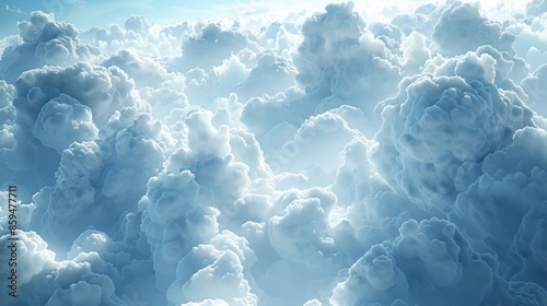 Cotton candy-like lumpy clouds, clear pastel-toned skies ai generated