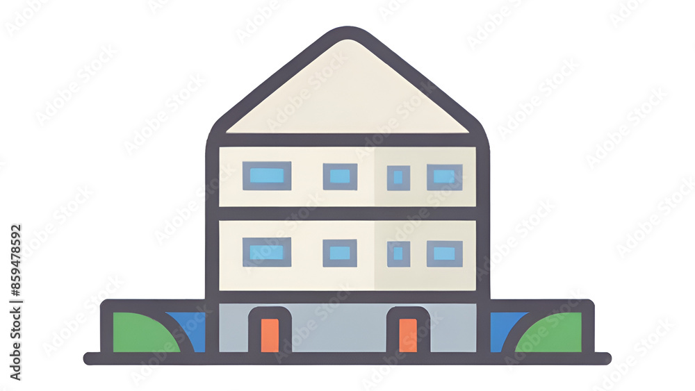This icon represents a modern-style building with a simple design, suitable for use in apps or websites to depict urban buildings. This icon represents a modern-style building with a simple design, suitable for use in apps or websites to depict urban buildings.