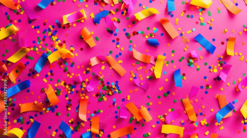 Obraz premium The Colorful Confetti and Ribbons
