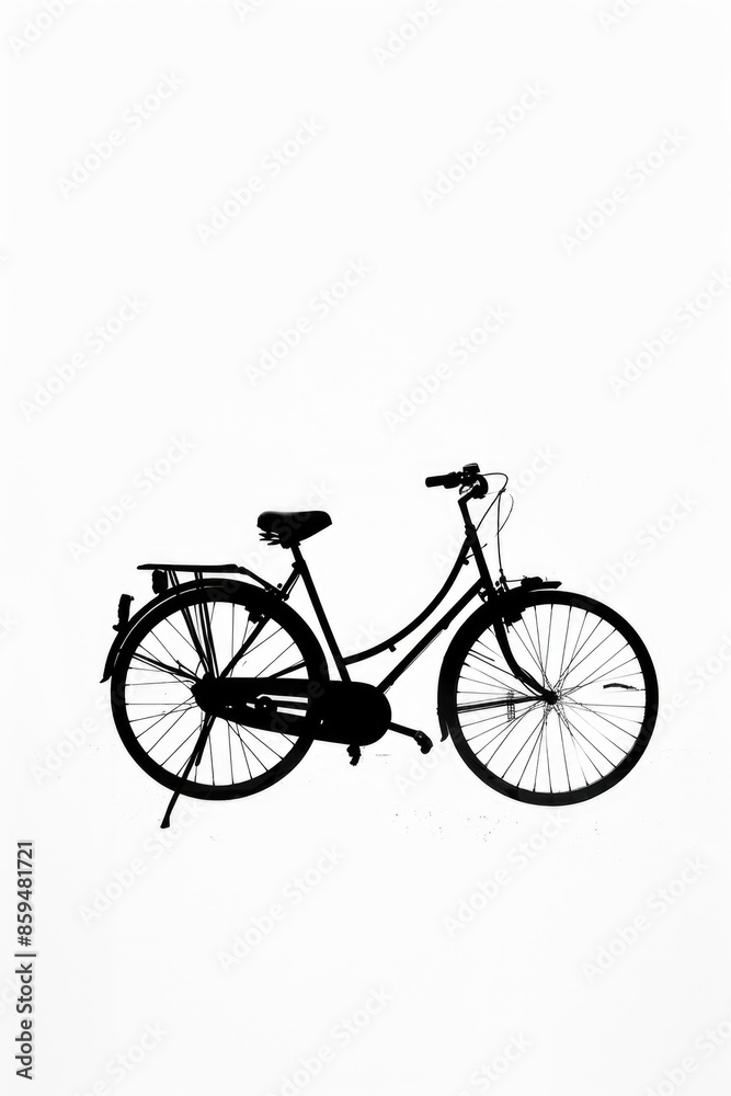 Minimalist Black and White Silhouette of a Bicycle on a White Background, Perfect for Modern Design Concepts, Transportation Themes, and Artistic Projects Minimalist Black and White Silhouette of a Bicycle on a White Background, Perfect for Modern Design Concepts, Transportation Themes, and Artistic Projects