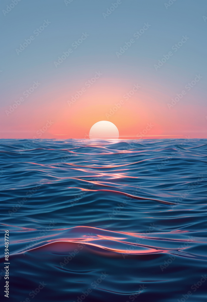 A beautiful sunset is reflected on the surface of the ocean A beautiful sunset is reflected on the surface of the ocean