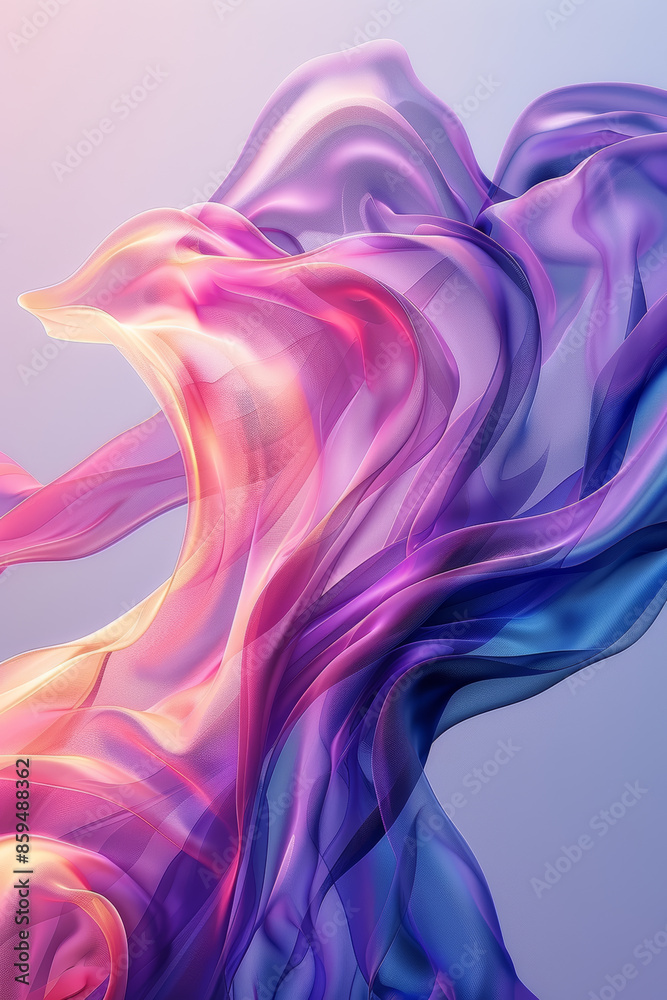Fototapeta premium A colorful, flowing piece of fabric with a pink and purple hue