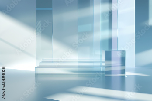 A long, narrow hallway with a lot of glass windows, creating a bright.