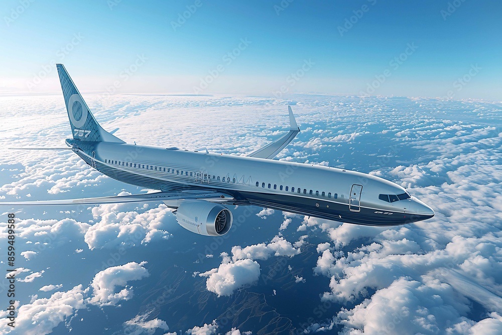 Fototapeta premium High-resolution image of a jet in a blue sky.