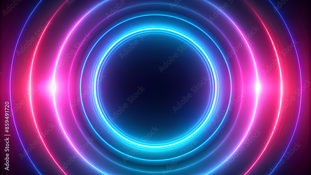 Neon background, neon circle, pink blue and dark background