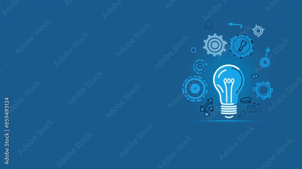 Blue Lightbulb Idea Concept with Cogwheels Blue Lightbulb Idea Concept with Cogwheels