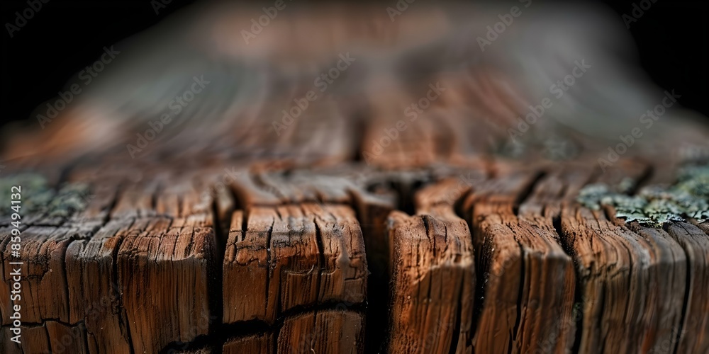 Earthy Setting Rustic Wooden Beam Background with Green Pattern Cracks ...