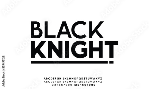 BLACK KNIGHT Modern Bold and thin Font. Regular Italic and Number Typography urban style alphabet fonts for fashion, sport, technology, digital, movie, logo design, vector illustration