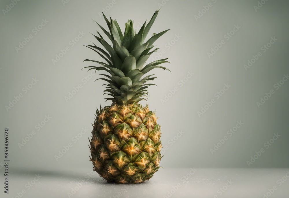 A whole pineapple with its rugged golden-brown skin and spiky green crown epitomizing tropical sweet A whole pineapple with its rugged golden-brown skin and spiky green crown epitomizing tropical sweet