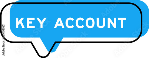 Speech banner and blue shade with word key account on white background