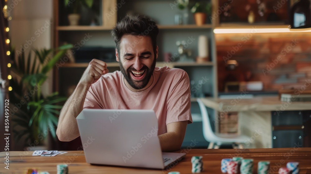 The happy man with laptop The happy man with laptop