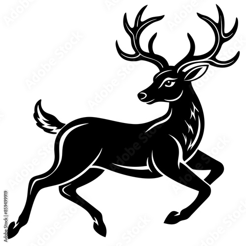 Wallpaper Mural Running black Deer Logo icon vector silhouette white background Torontodigital.ca