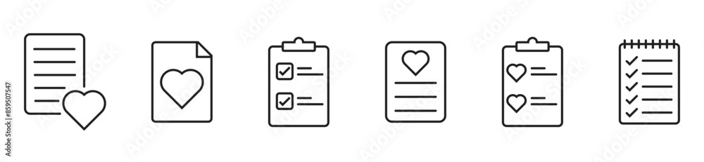 set of Wishlist icons. Wish list icon in simple outline design. Wishlist icons set. Vector illustration isolated on white background. Editable stroke. set of Wishlist icons. Wish list icon in simple outline design. Wishlist icons set. Vector illustration isolated on white background. Editable stroke.