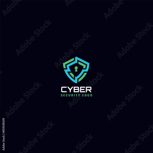 vector cyber security shield keyhole logo