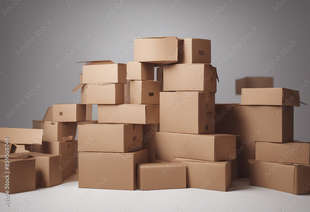 A stack of cardboard boxes on a transparent background A stack of cardboard boxes on a transparent background