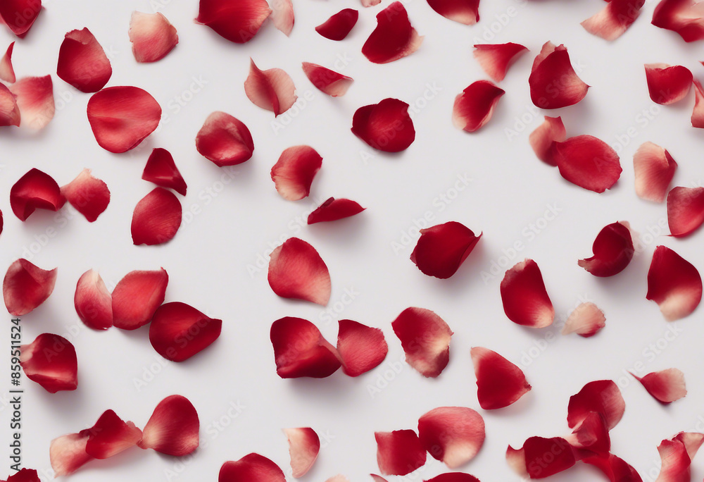 Strip of scattered red rose petals isolated on transparent background Strip of scattered red rose petals isolated on transparent background