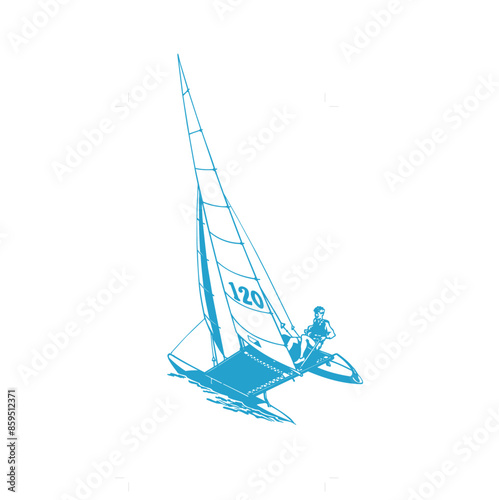 one man sailing ship vector design