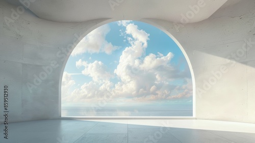 Coastal Living Room with Ocean View Generative AI © Alex
