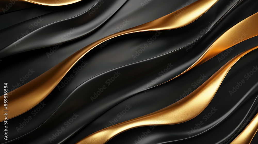 Obraz premium Abstract Gold and Black Background Closeup, Realistic Texture
