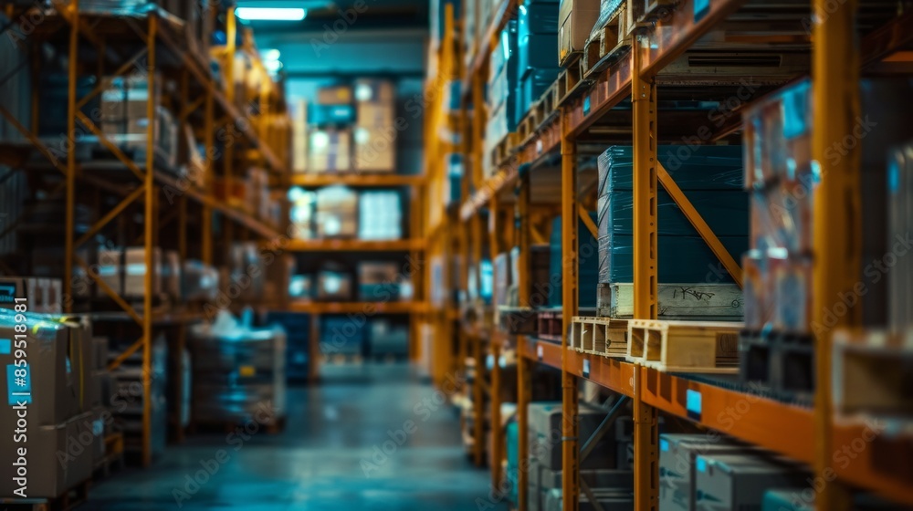 Warehouse Shelves with Industrial Goods Warehouse Shelves with Industrial Goods