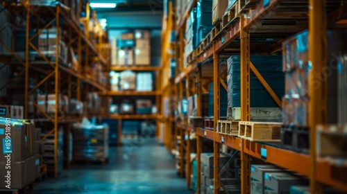 Warehouse Shelves with Industrial Goods