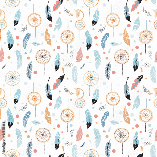 seamless pattern with dream catcher