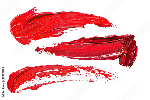 Wallpaper Mural Set of scarlet red lipstick and nail polish brushes swatch strokes isolated on transparent background Torontodigital.ca