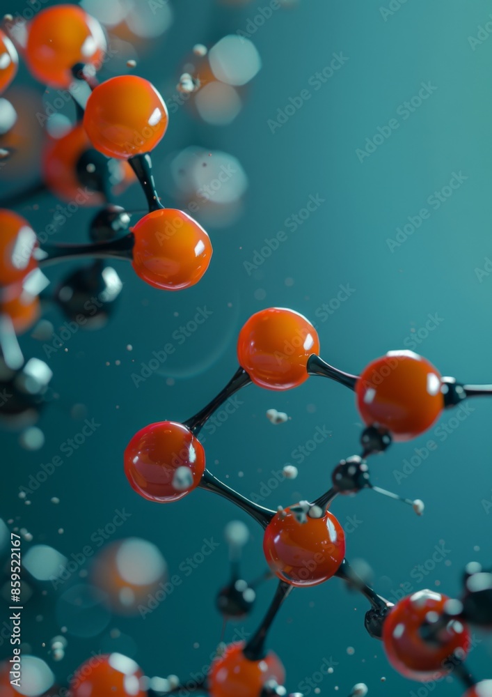 Science close up view on molecule and atom model. Generative AI. Science close up view on molecule and atom model. Generative AI.