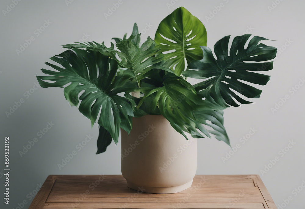 Set of tropical vibes plant bush floral arrangement with tropical leaves Monstera and fern isolated Set of tropical vibes plant bush floral arrangement with tropical leaves Monstera and fern isolated