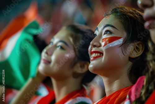 cheerleaders in Arena Stadium supporting their country's teams