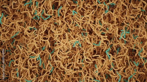 Liquid-Liquid phase separation (LLPS) 3D molecular view at the  low concentration of component one photo