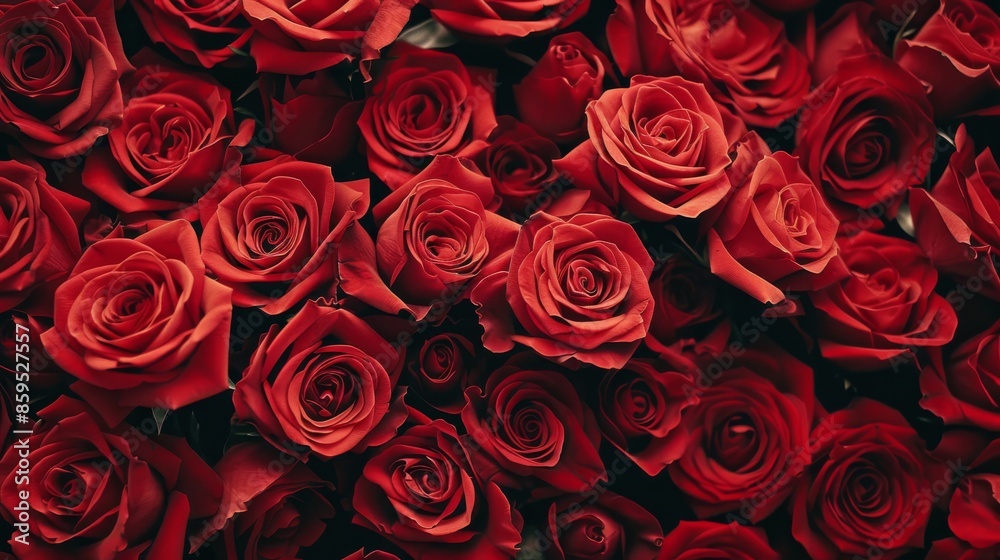 A repeated pattern of red roses, representing passion and romance A repeated pattern of red roses, representing passion and romance