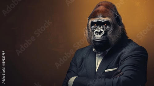 Gorilla in business suit portrait