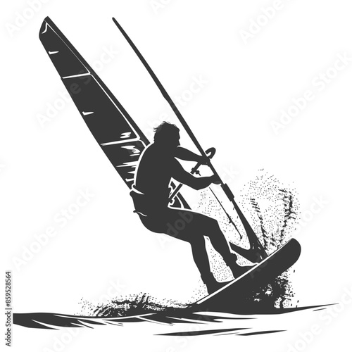 Windsurfer Silhouette: Dynamic Water Sport Graphic Art