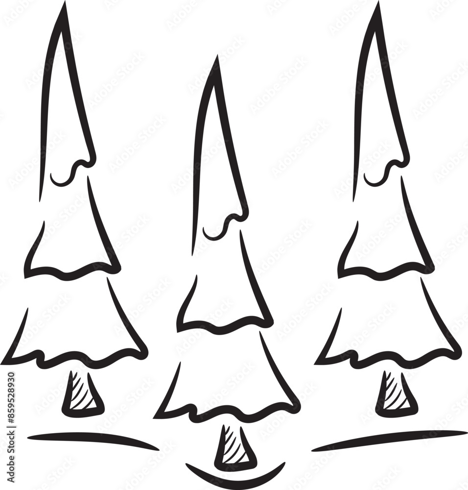 Illustration of a forest consisting of several fir trees, Travel icon vector