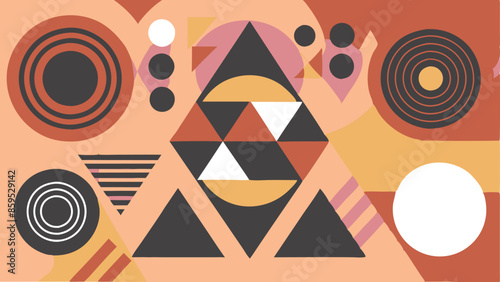 A colorful abstract painting with a lot of shapes and circles