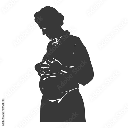 Silhouette of a Pregnant Woman Embracing Her Belly