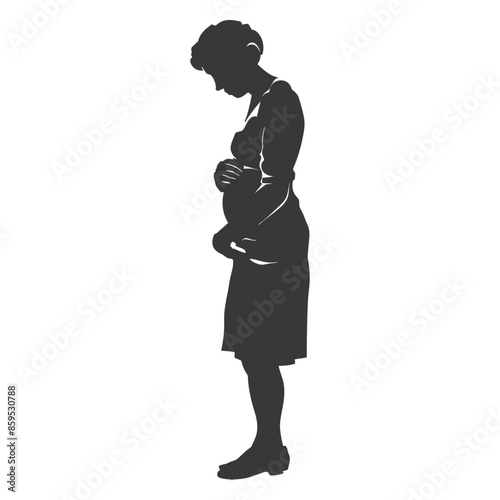 Silhouette of Expectant Mother: Gentle Hands on Belly, Head Bowed in Quiet Anticipation.